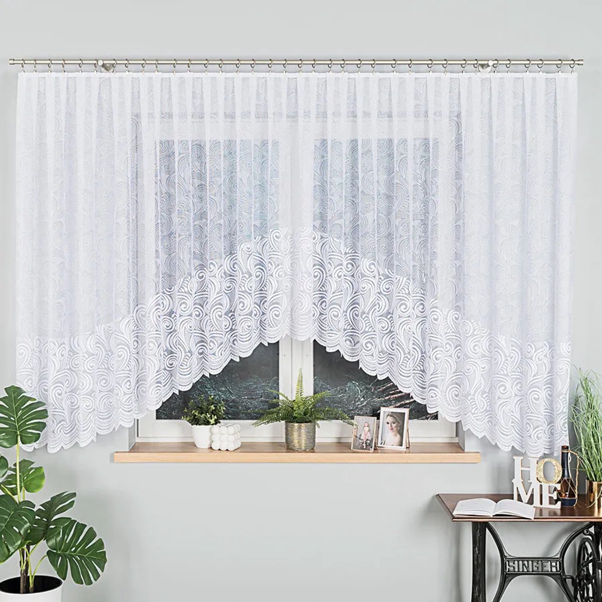 Markizeta Kinga Serie - Gordijnen - 600x160 cm - Golvend Design - Wit