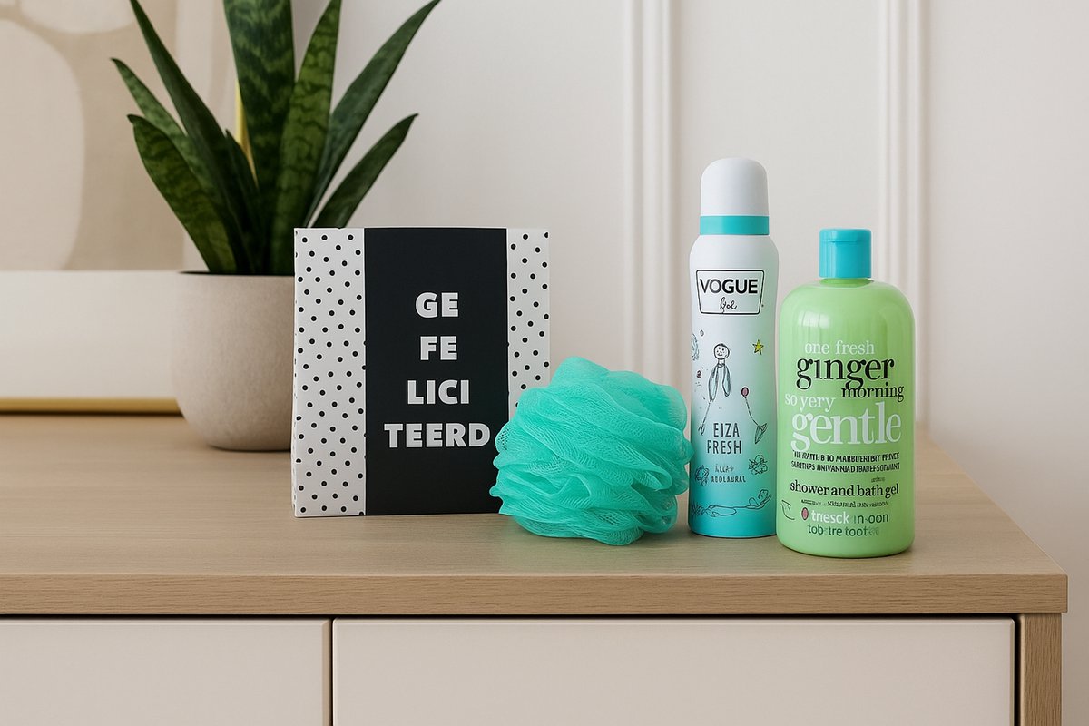 Vogue Verjaardag Cadeauset met Deo - Douche - Puff & Chocolade – Luxe Badset | Verwen Cadeauset | Wellness Geschenk voor Iedereen