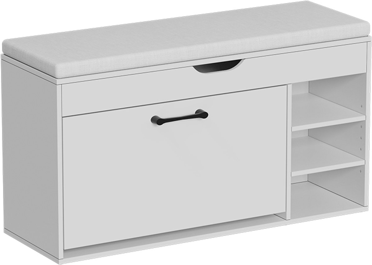Vicco Solino Schoenenbank – 90 x 50 cm met 3 open vakken Wit