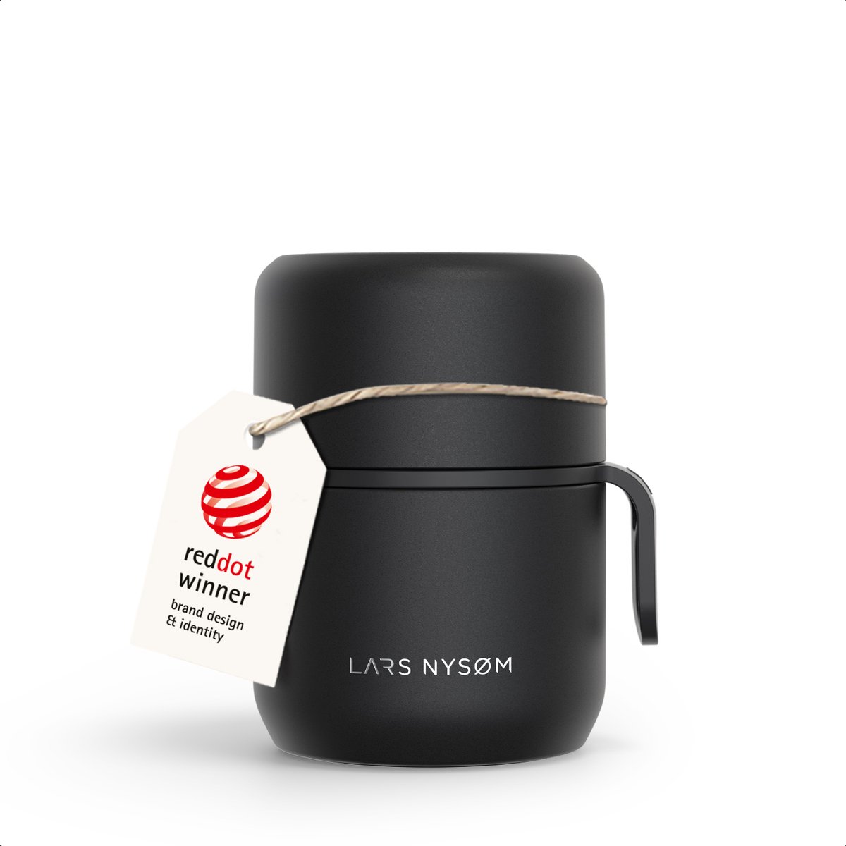 LARS NYSØM Vacuüm Geïsoleerde Voedselcontainer van Roestvrij Staal - Lekvrije Lunchpot voor Warme en Koude Gerechten, Brede Thermosbeker voor Soep, Werk & Reizen (Carbon Black)