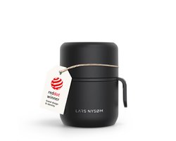LARS NYSØM Vacuüm Geïsoleerde Voedselcontainer van Roestvrij Staal - Lekvrije Lunchpot voor Warme en Koude Gerechten, Brede Thermosbeker voor Soep, Werk & Reizen (Carbon Black)