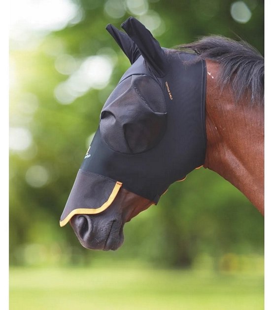 Shires Vliegenmasker met Oren & Neus Franje Mesh Black