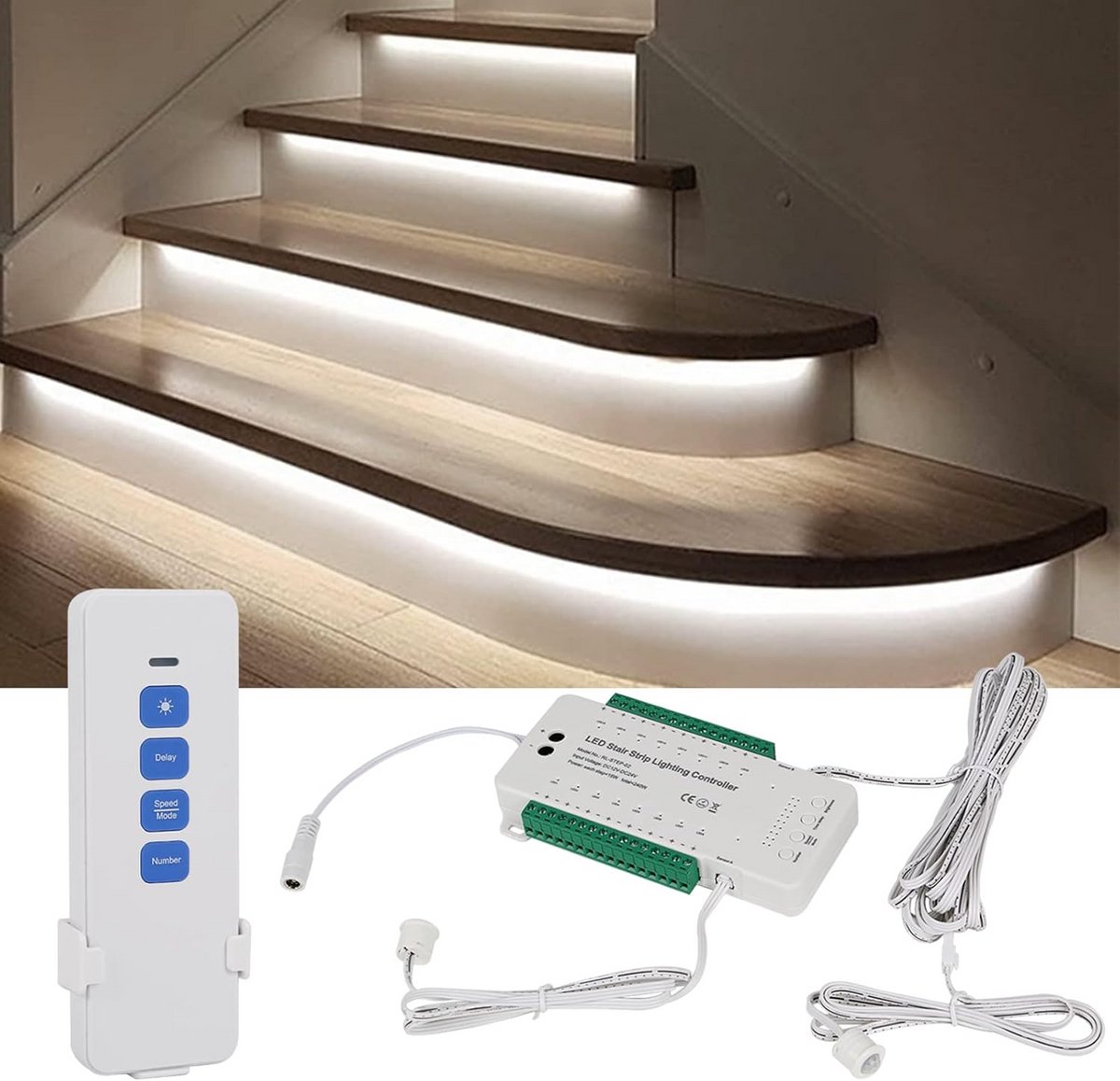 LED trapverlichting met bewegingsmelder - 16 treden - wit licht 4000K