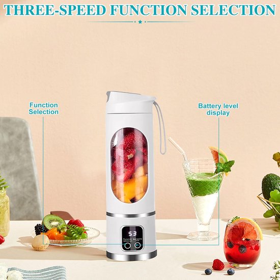 Elektrische Citruspers - Sinaasappel & Citroen Pers - USB Oplaadbaar - Compacte Sapcentrifuge - Fruitpers voor Vers Sinaasappelsap & Shakes - Wit - 450ML van Merkloos — afbeelding 3