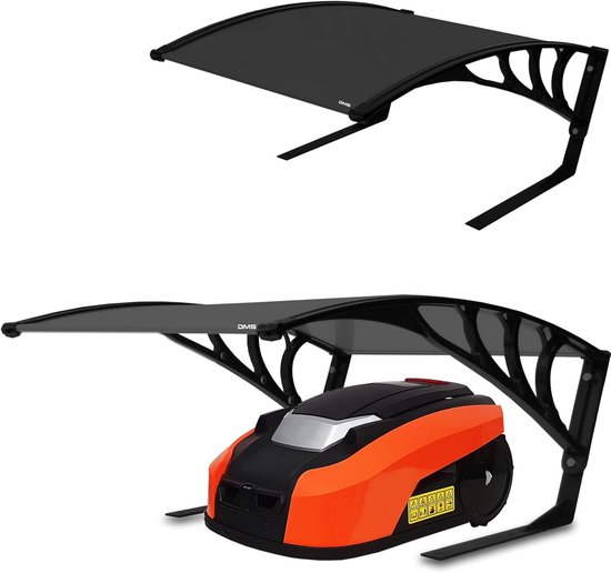 Robotmaaier Garage Weerbestendig Polycarbonaat Dak UV-bestendig Zwart 82x103x47 cm Geschikt voor alle robotmaaiers