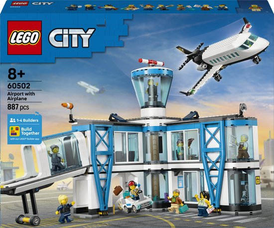 LEGO® Aéroport avec Avion - Set de speelgoed avec Modèle d'Aéroport pour Garçons, Filles et Fans d'Avions de Jeu - Set de Construction pour 1 à 4 Personnes - 9 Minifigures - Cadeau d'Anniversaire pour Enfants À Partir de 8 Ans - 60502
