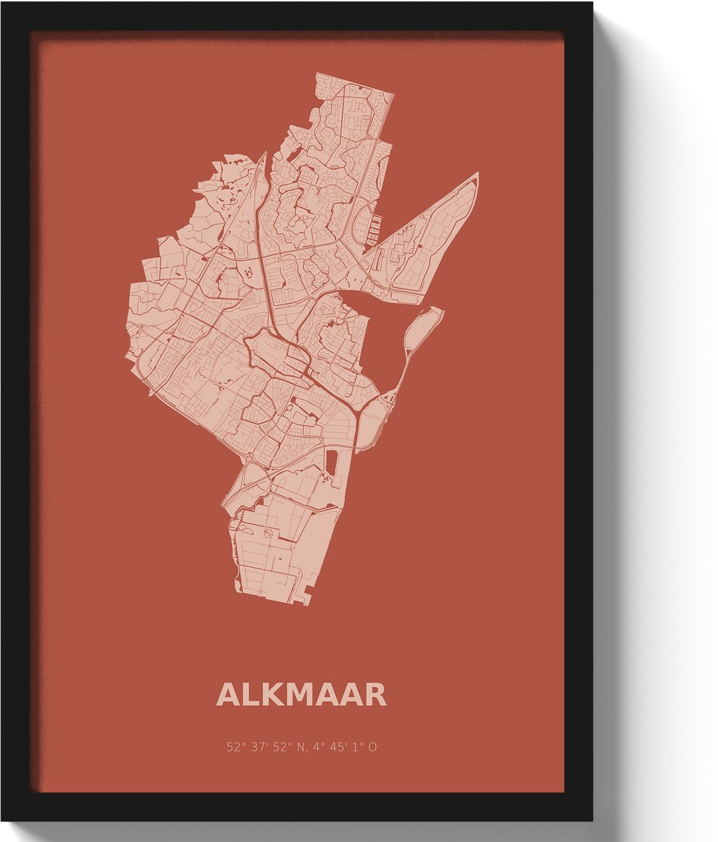 Poster Alkmaar A3 - 30 x 42 cm - Rood (Exclusief Lijst)