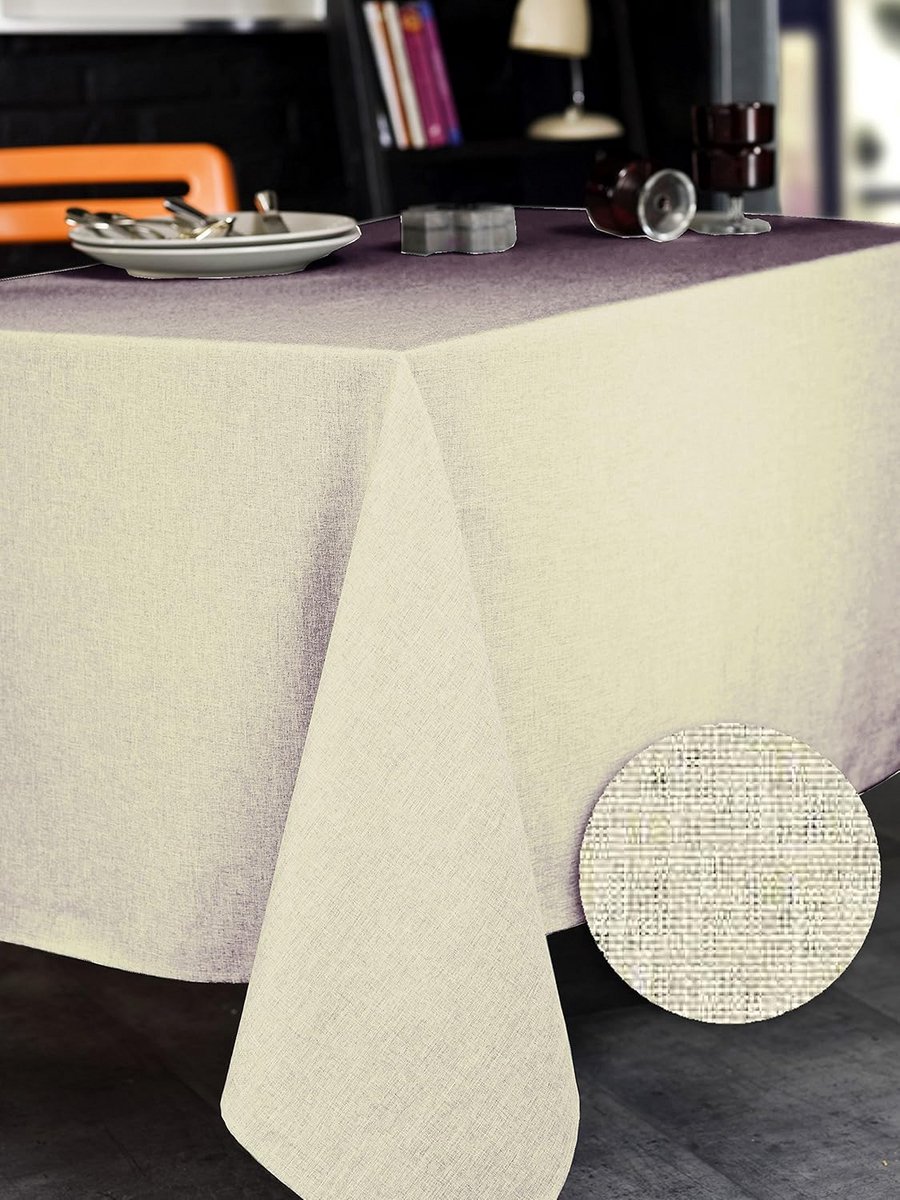 Rechthoekig Polyester Tafelkleed Ecru 150 x 300 cm - Vlekwerend & Elegant