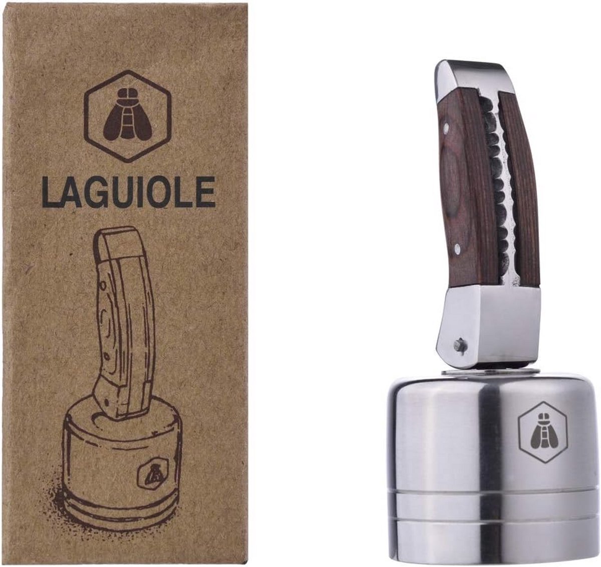 Flessenopener van pakka hout, handige kurkentrekker voor thuis en horeca