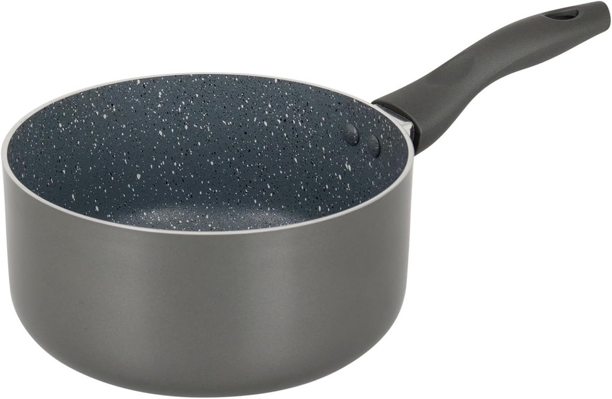 Aluminium braadpan Ø 18 cm, 8,5 cm hoog, keramische steenlook anti-aanbaklaag, PFOA-vrij, geschikt voor inductie en alle warmtebronnen