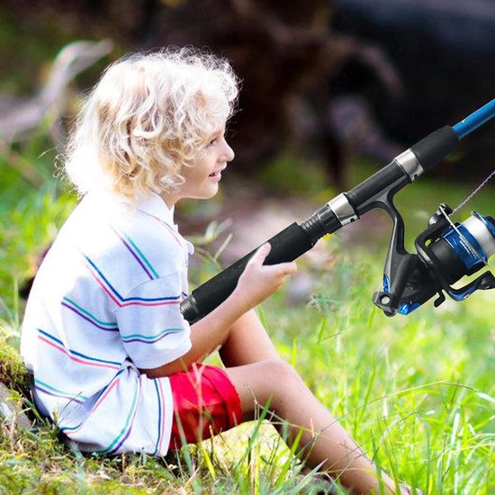 Ronte - Hengelset kinderen 1,5 m, vismolen en aas, telescopische hengel van koolstofvezel, vislijn, hengelaccessoires, 3-10 jaar, complete hengelset. — afbeelding 5
