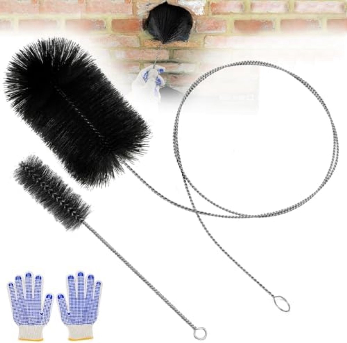 Professionele Schoorsteenborstel Set - 2 Delige Reinigingskit met Flexibele Stang