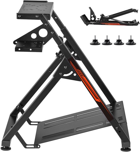 Verstelbare en Opvouwbare Racestuurstandaard, Compatibel met Logitech G923 G920 G29 G27 en Thrustmaster T300rs TX F458 T500rs T3pa-Pro(F1/GT), Gamingcockpit met Pedaalondersteuning, Compact Ontwerp