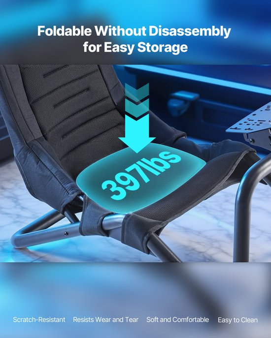 Verstelbare Racestuurstandaard, Stevige Simulator Cockpitstuurstandaard, Compatibel met Logitech G25, G27, G29, G920, G923, Thrustmaster T300rs, TX F458, T500rs, T3pa-Pro (F1/GT) en Csr-Pedalen, Zwart van Merkloos — afbeelding 4