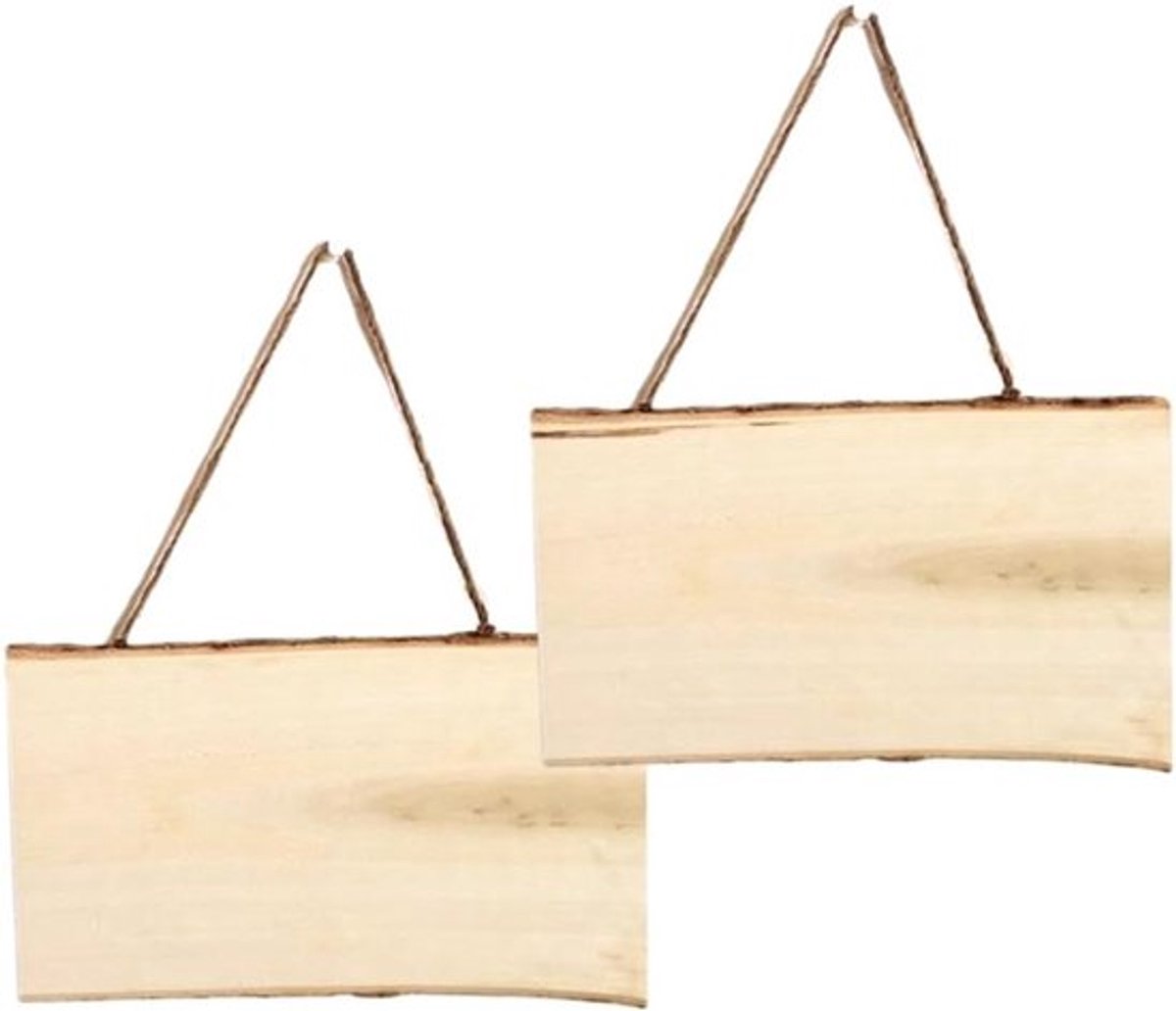 Houten bord voor brandschilderen 2 stuks om op te hangen Afwewerkt blanco houten bord deurbord met gravure Rechthoekig hangend houten bord met jute touw Hangende decoratieve houten bord