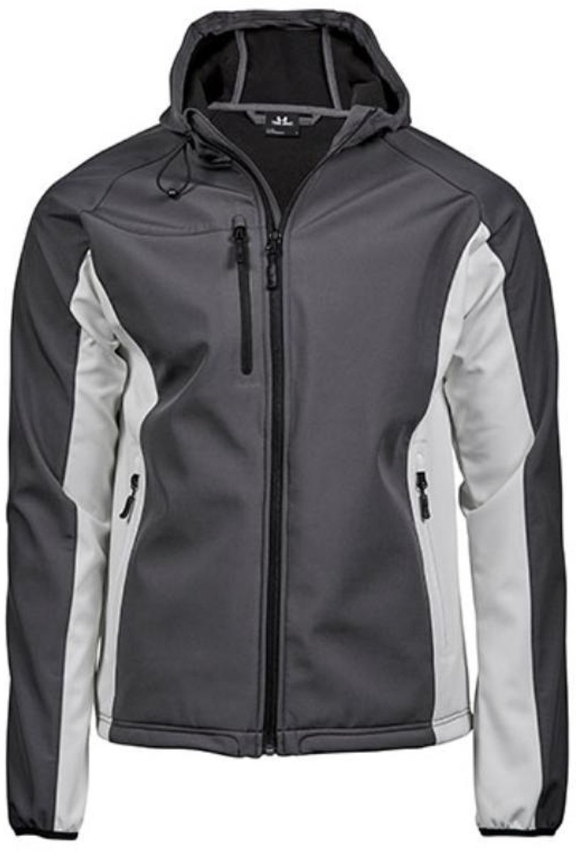 Tee Jays MenÂ´s Hooded Lightweight Performance Softshell Jacket Dark /Off Grijs