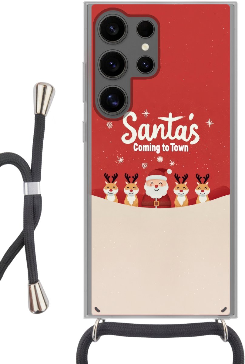 Illustratie - Kerstman - Rendieren - Rood