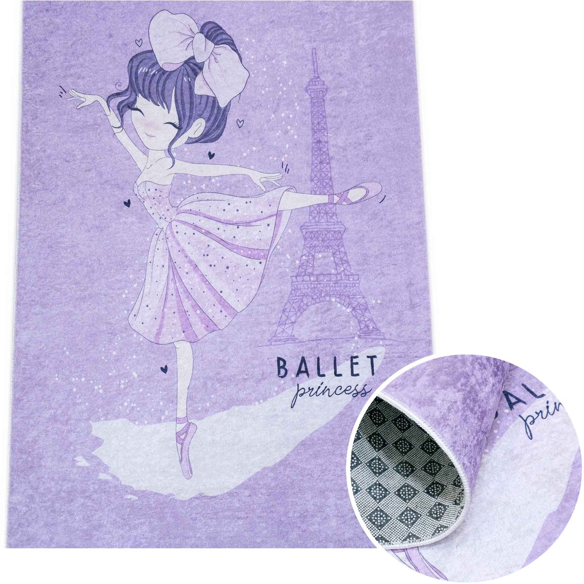 Antislip Wasbaar Kinderkleed LILA PARIS Ballet 80x150 cm - Zacht & Veilig