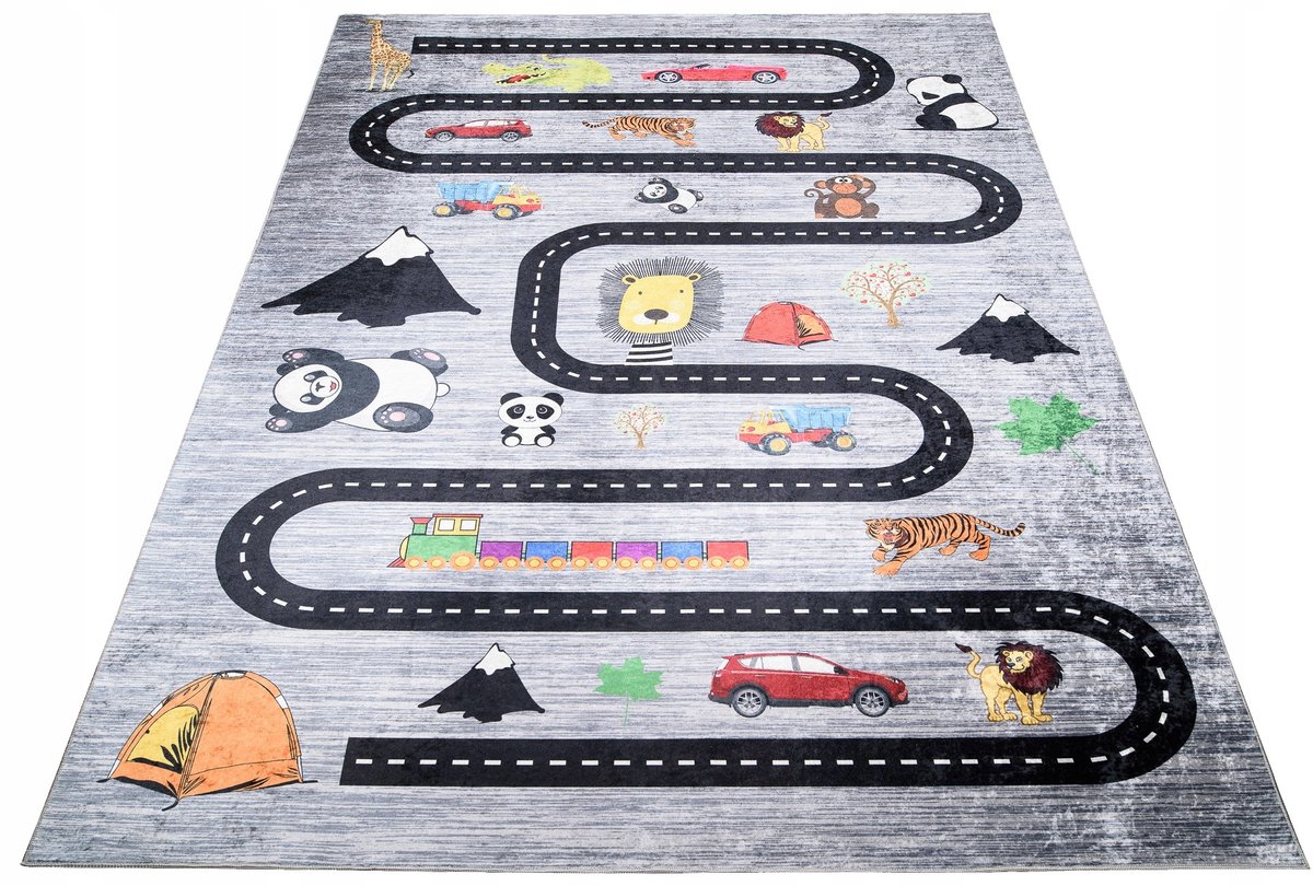 Kindertapijt 120x170cm - Kleurrijk Wegenpatroon - Wasbaar