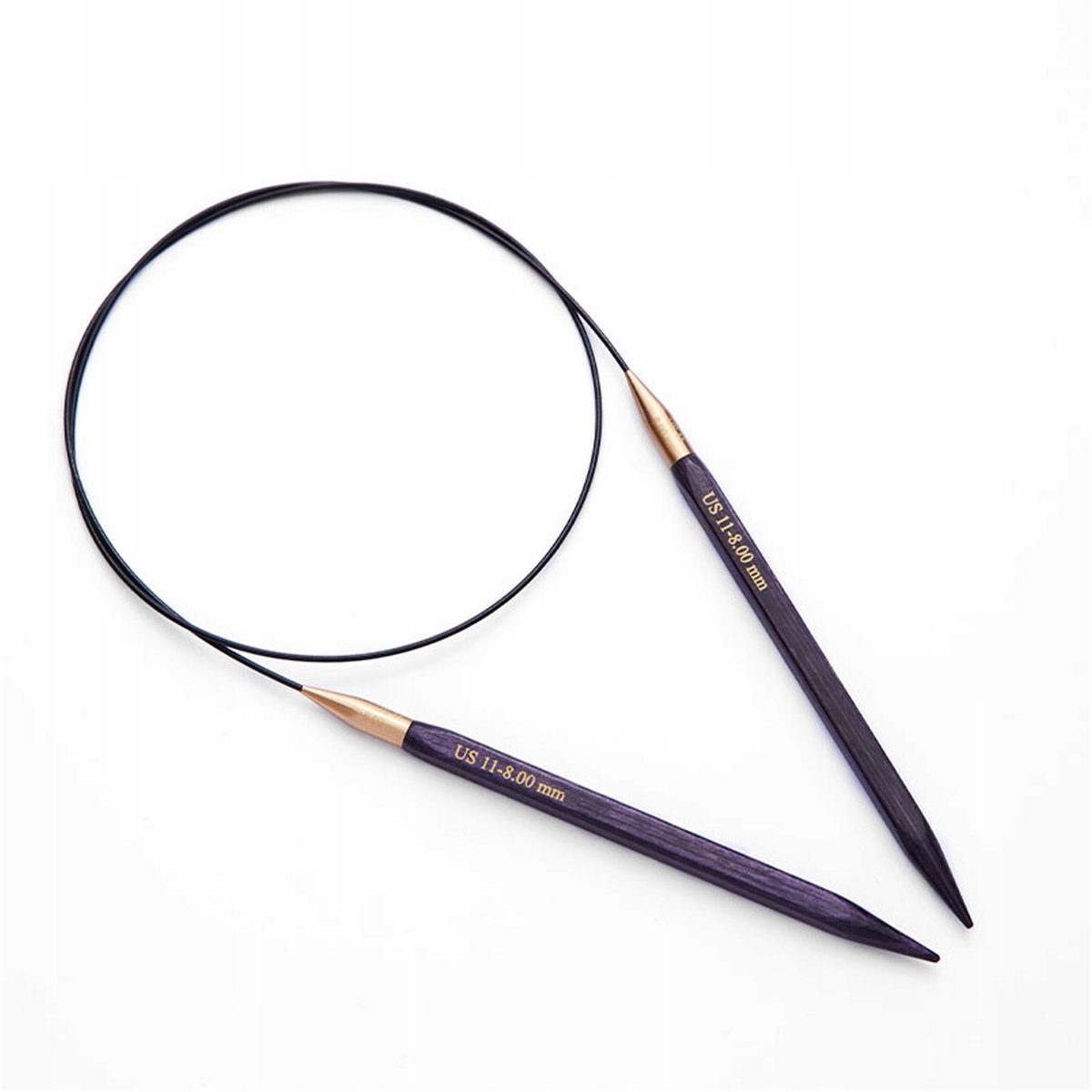 Merkloze Houten Rondbreinaalden met Kabel 8.00mm, 80cm