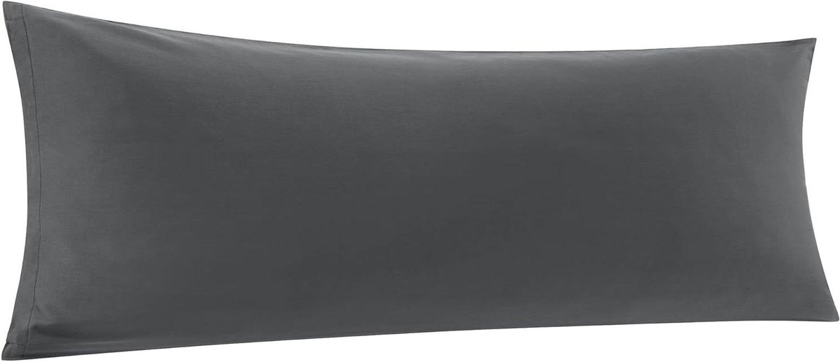 Provento Kussensloop 40x145cm zijslaapkussen overtrek van katoen met ritssluiting in antracietkleur Any
