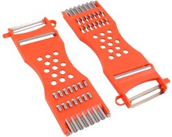 Provento - Aardappelsnijder en Schilmes Set voor Fruit, Rood en Oranje - 2 Stuks