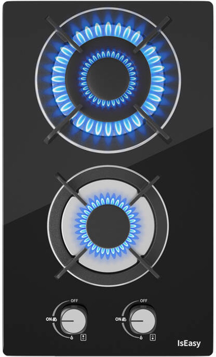 Iseasy Inbouwgaskookplaat Mgbg-312A 2-Pits Glas