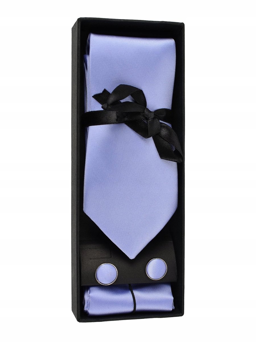 Nieuwe Blauwe Stropdas Set met Manchetknopen en Pochet