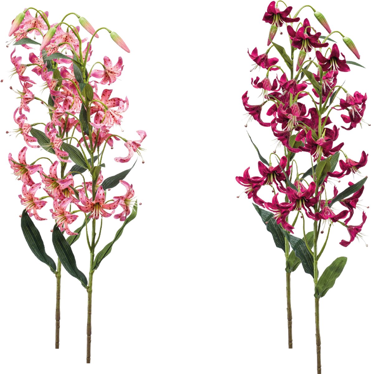 Emerald - Kunstbloem Lelie Roze 80cm - Set van 4 - Kunstplant voor binnen