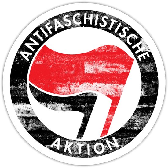 Antifascistische Actie Rood-Zwart Embleem Sticker maat S (10 x 10 cm)