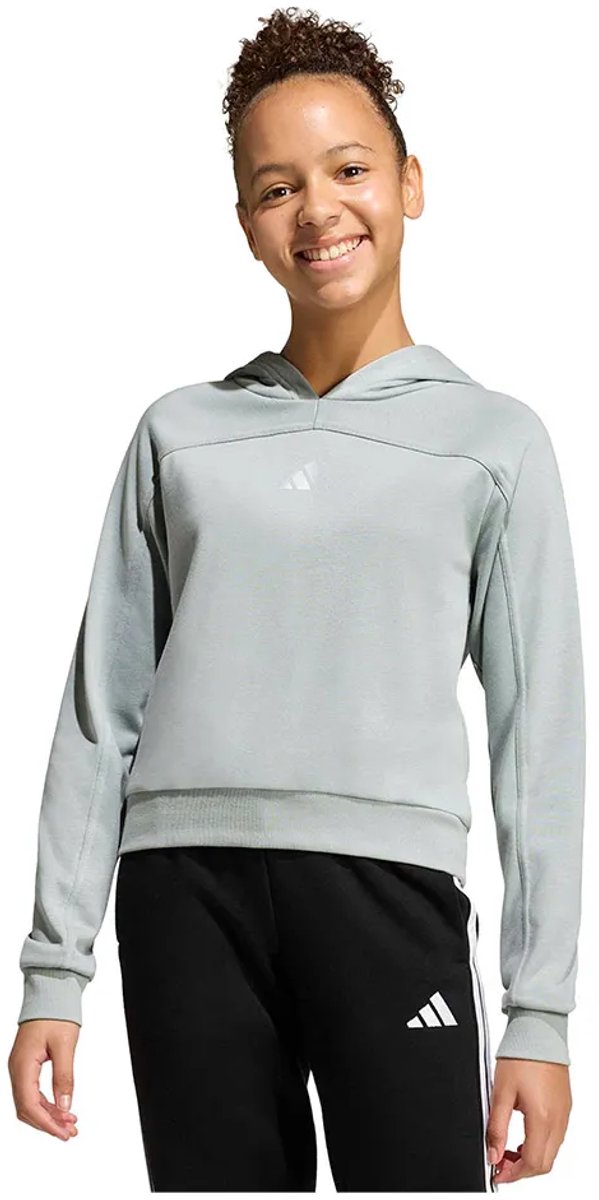 Adidas Holiday Glam Cropped Hoodie 7-8 Years Meisjes Zilver