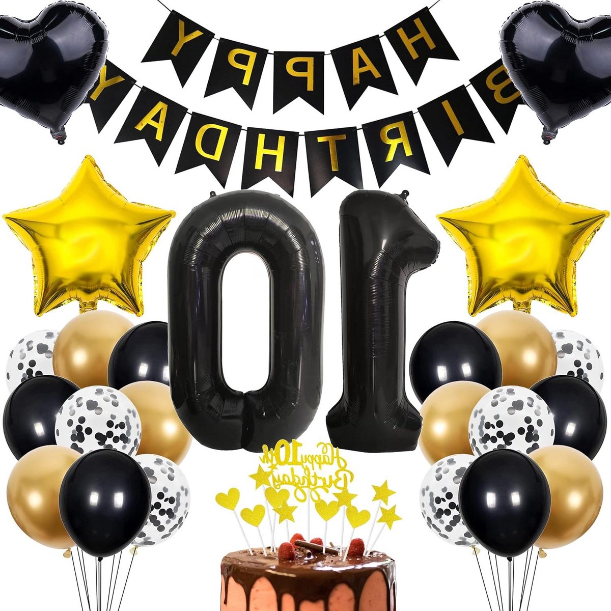 CSGoods - 10e verjaardagsdecoratie jongen - Meisje - Cadeau voor 10 jarige jongen - Rose gouden verjaardag - 10 jaar jongen - Ballon decoratie voor 10e verjaardag