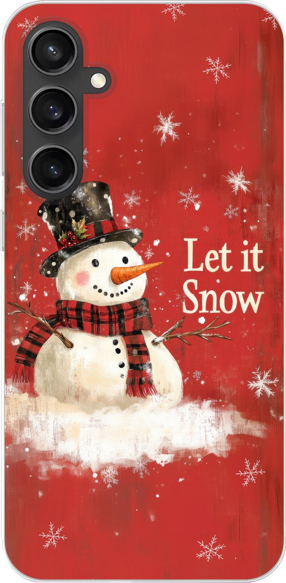 Telefoonhoesje Geschikt voor Samsung Galaxy S23 FE hoesje - Sneeuwpret - Winter - Sneeuwpop - Siliconen Telefoonhoesje Telefoonhoesje