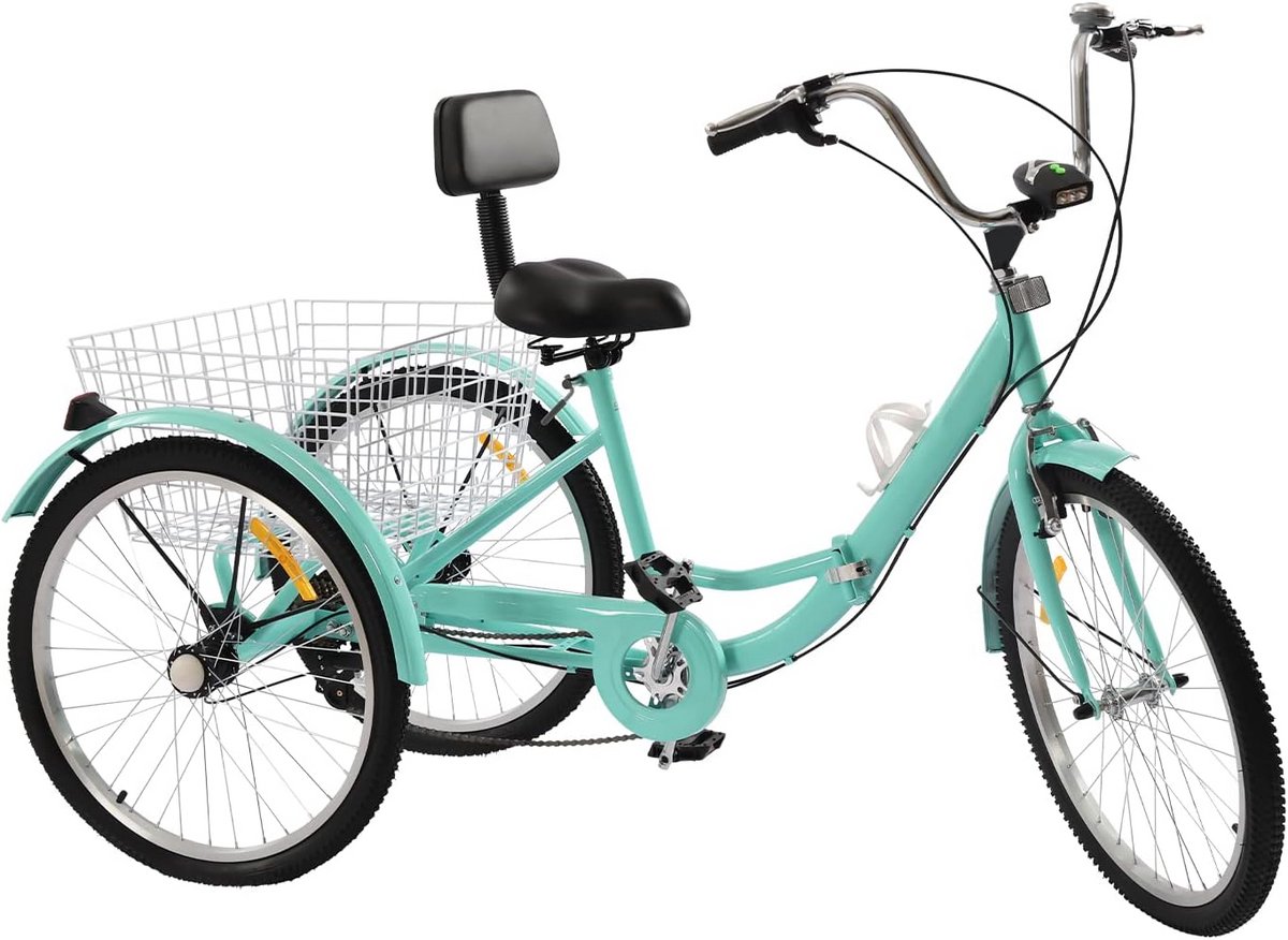 Opvouwbare Driewieler voor Volwassenen 7 Versnellingen Cruiser met Comfortabel Zadel en Fietsmand