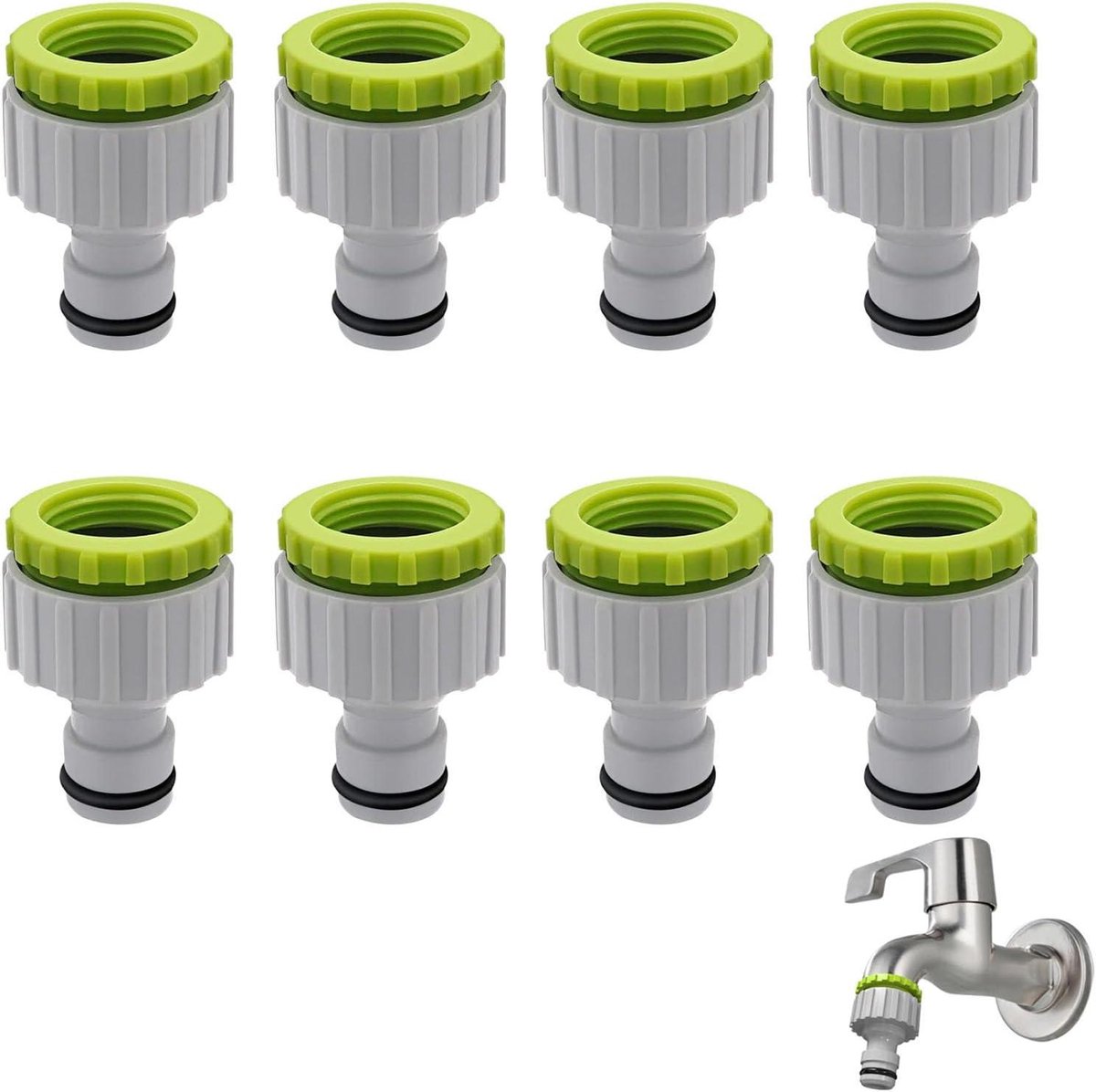Ronte - Kunststof 2-in-1 Slangaansluiting Set voor Waterkraan - Tuinslangverbinder met 1/2 inch en 3/4 inch Kraanaansluiting