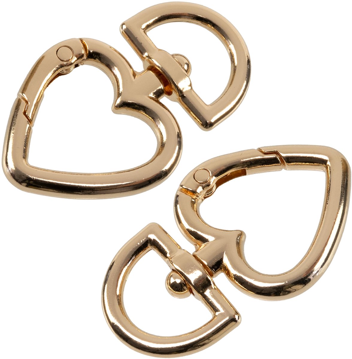 - Set van 2 hartvormige 360° draaibare karabijnhaken | veersluiting met wartel | handtas handvatten decoratie DIY kunstproject sleutelhanger | goudkleurig | metaal