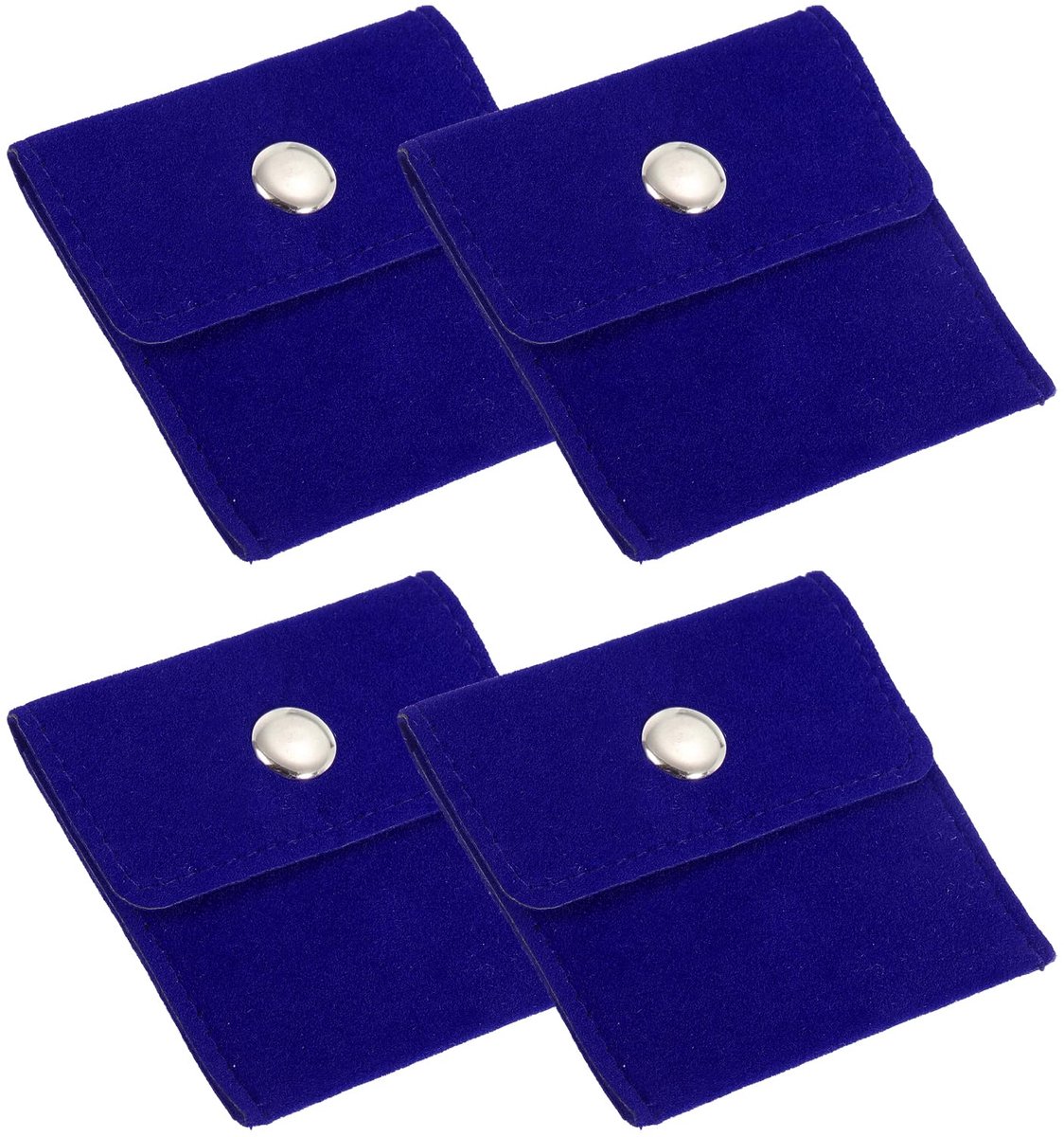 9x7,5 cm sieradenzakje, 4 stuks fluwelen zakjes met drukknop draagbare opbergtas voor oorbellen, armbanden, kettingen, ringen, horloge, blauw