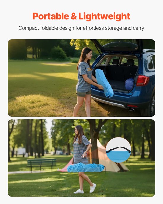 Opvouwbare kampeertafel, draagbare en lichtgewicht picknicktafel voor buiten, duurzaam 600D Oxford-materiaal met waterdicht canvas, inclusief 4 bekerhouders en draagtas, ideaal voor kamperen, tailgating en picknicks, blauw — afbeelding 5