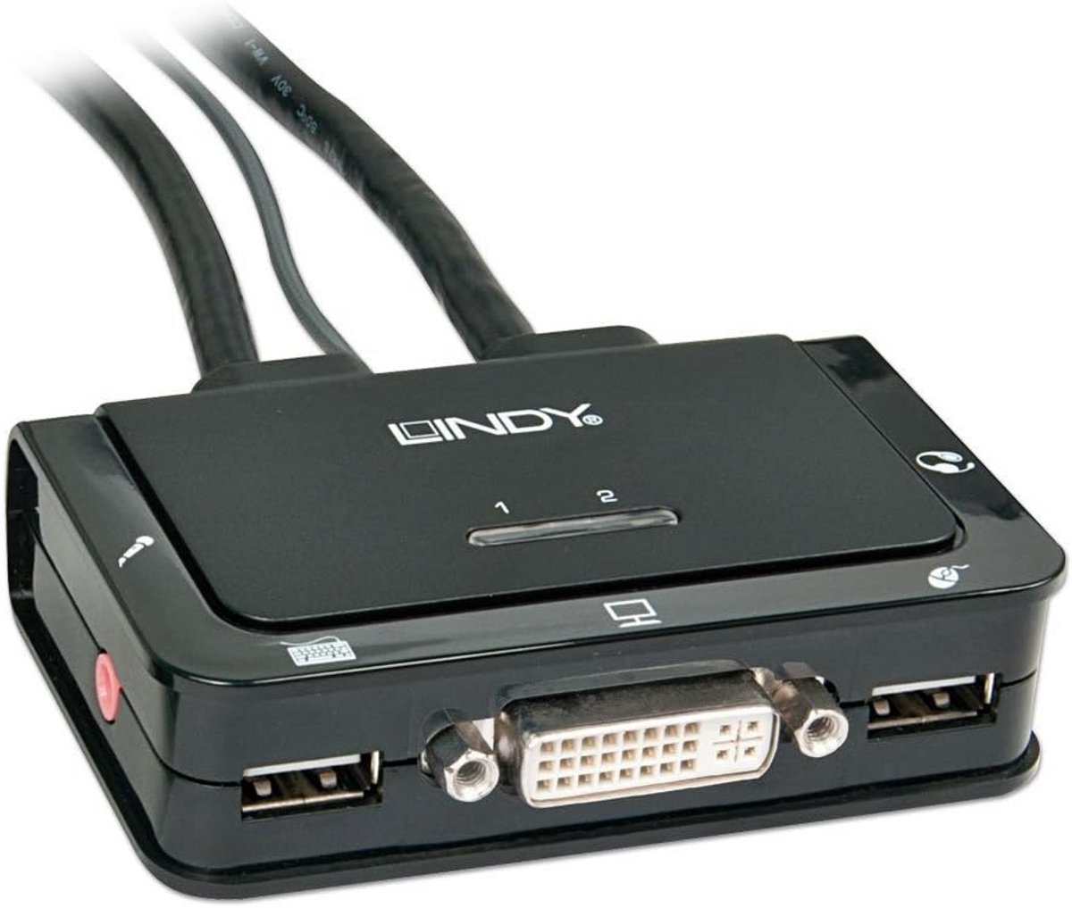 DVI KVM Switch met USB 2.0 en Audio Ondersteuning - 2 Poorten