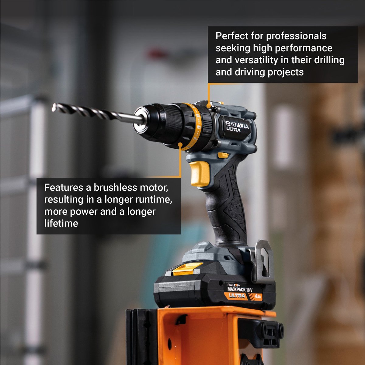 Batavia 18V Brushless Accu Klopboormachine 70 Nm Incl. 2.0Ah Accu & Lader