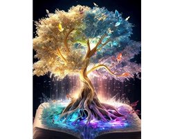 Diamond painting magische boom, diamond painting afbeeldingen voor volwassenen, diamond painting DIY kruissteek schilderijset voor kinderen, wanddecoratie 30x40 cm