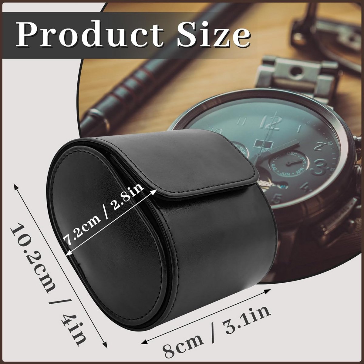 Draagbare Horlogedoos voor 1 Horloge - Luxe PU-Lederen Reisrol met Afneembaar Kussen