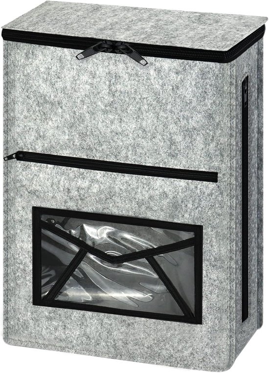 Brievenbakvanger, grijze postvanger voor UPVC, glas-, hout- en metalen deuren, postvanger voor brievenbuskooien binnen, zelfklevend door klittenband, groot formaat, cadeau voor ouders, zussen