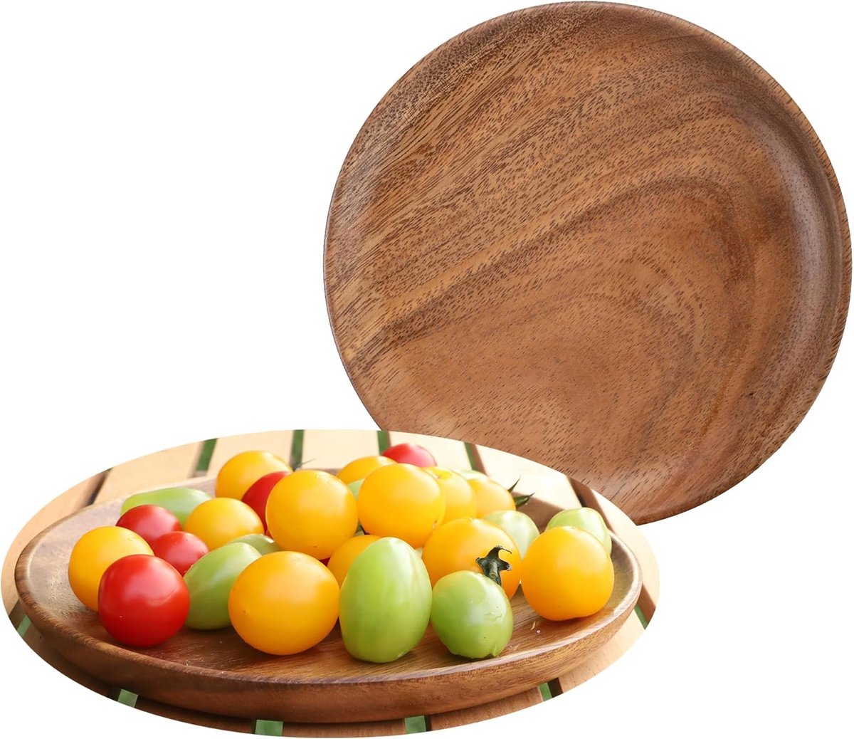 Set van 2 Ronde Houten Serveerplanken van Acaciahout 20 cm