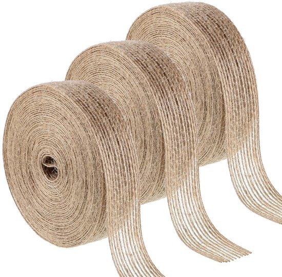 Jute Koord 50 Meter Jute Lint Met Kant 6 Rollen 2 Meter Bruiloft Decoratie DIY Een Stuk Jute Doek Roll Touw Lint Volume Linnen DI... – Grandado Natuurlijk Jute Lint 6 Rollen Kanten Lint Bruiloft Craft