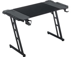 Grote Gaming Desk met LED Verlichting, 140x60 cm - Ergonomische Computer Tafel met Bekerhouder en Hoofdtelefoonhaak