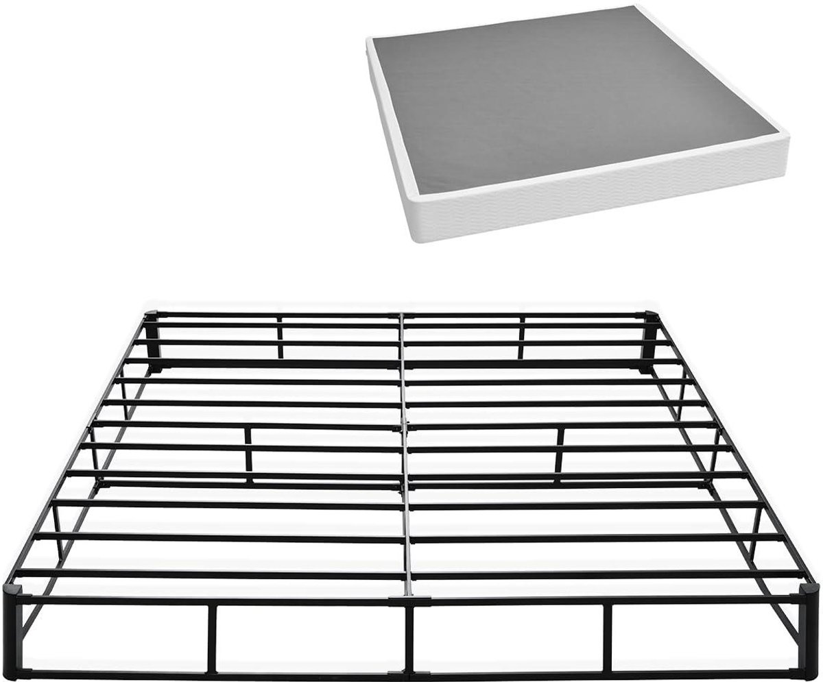 Provento Kingsize Boxspring Bedframe met Wasbare Stoffen Doek - Robuust Metalen Frame voor Kingsize Bed - Matrasbasis van 9 inch - Maximaal Draagvermogen 350 kg - Eenvoudige Montage - Afmetingen: 79 x 75,8 x 9,1 cm Any