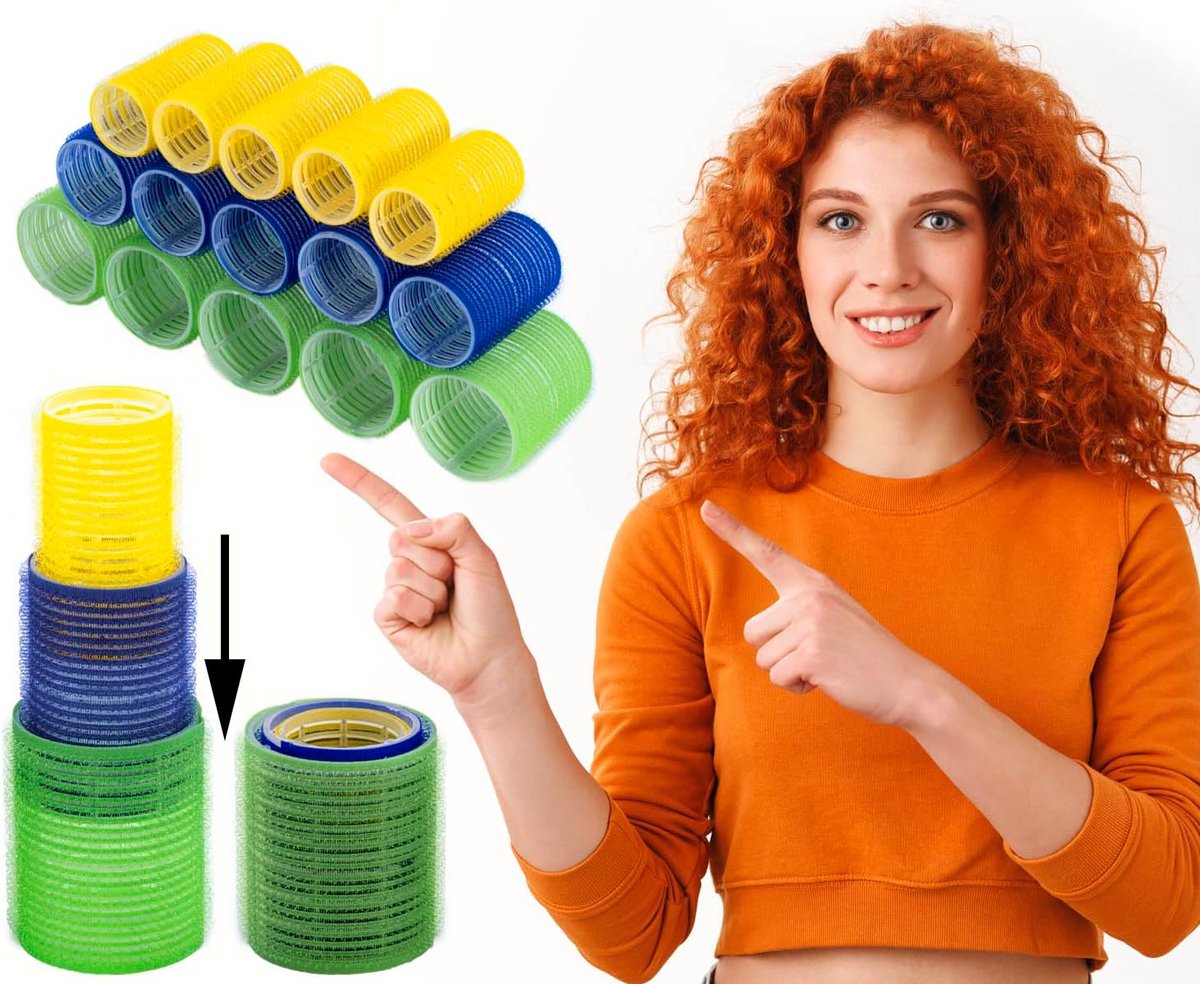 Set van 15 Haarrollers voor Krullen - Geschikt voor Alle Haartypes en Lengtes