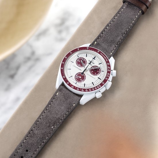 Bracelet de Montre en Cuir B&S Luxe - Daim Gris Foncé Refined - 20mm