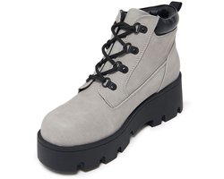 KOI Novus KOI Chunky Lace Up Boots Dames Laars - grijs - EU37